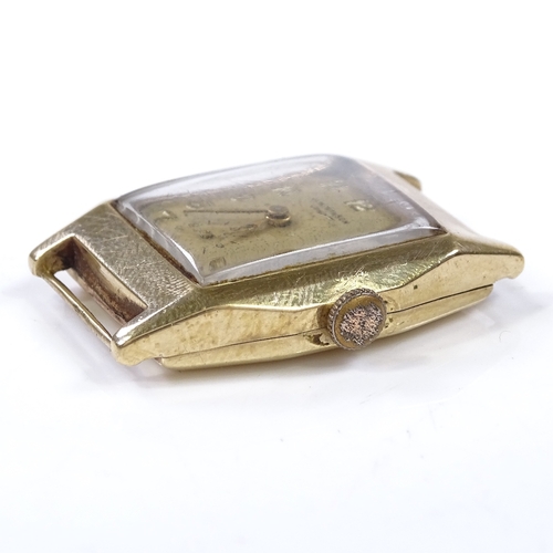 312 - J W BENSON - a 9ct gold cased mechanical wristwatch head, octagonal case with champagne dial, applie... 