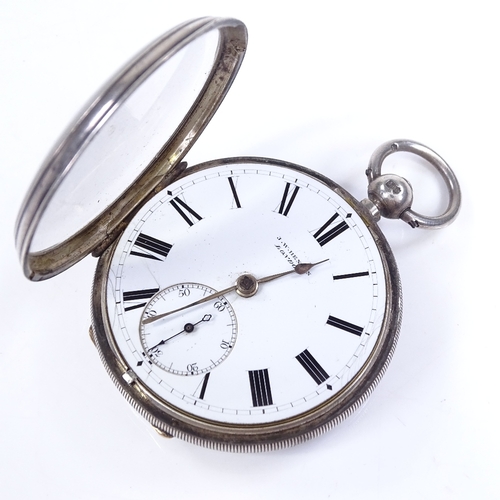 316 - J W BENSON - a 19th century silver-cased open-face key-wind pocket watch, white enamel dial with Rom... 