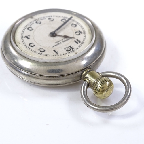 318 - An American steel-cased open-face top-wind lever pocket watch, by The Waterbury Watch Company, case ... 