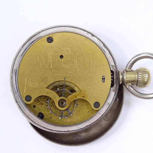 318 - An American steel-cased open-face top-wind lever pocket watch, by The Waterbury Watch Company, case ... 