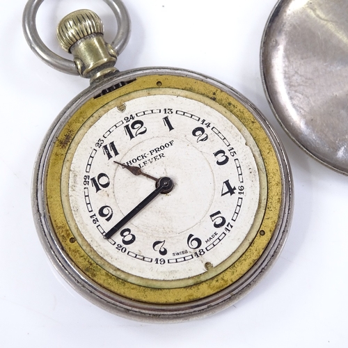 318 - An American steel-cased open-face top-wind lever pocket watch, by The Waterbury Watch Company, case ... 