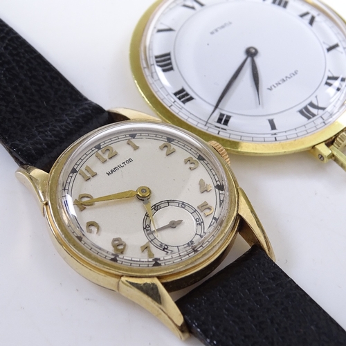 322 - A gold filled Hamilton wristwatch, 17 jewel mechanical movement with subsidiary seconds dial, case w... 