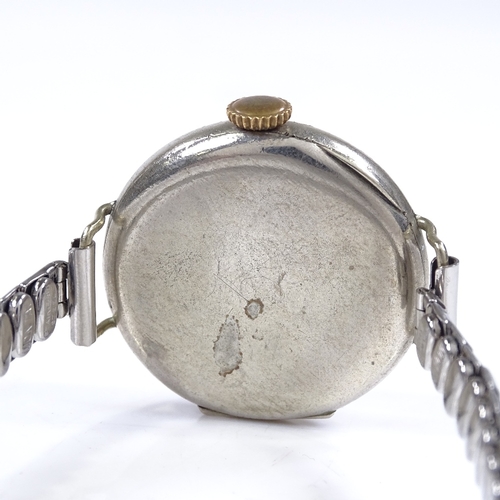 326 - A First War Period mechanical wristwatch, steel case with 7 jewel movement, Arabic numerals and subs... 