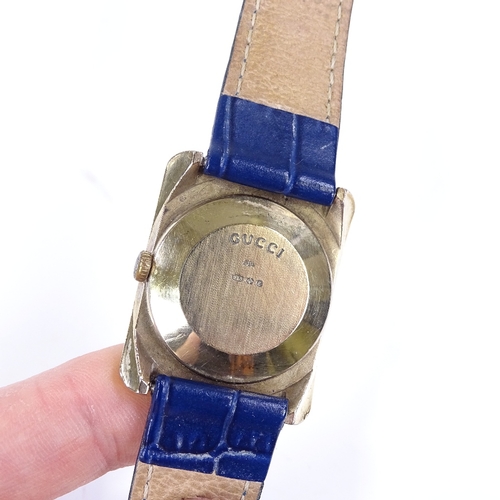 332 - A lady's Gucci quartz wristwatch, silver-gilt case with enamel band bezel, case width 24mm