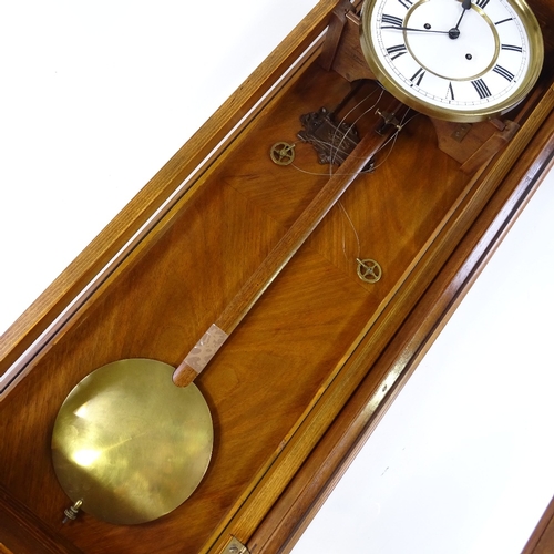 337 - A 19th century Lenzkirch walnut-cased Vienna regulator wall clock, with carved case and 8-day striki... 