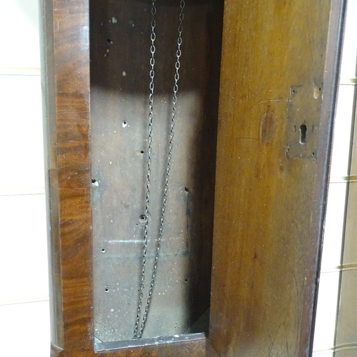 340 - A 19th century mahogany-cased drop dial tavern clock, with 38cm enamel dial, overall height 125cm