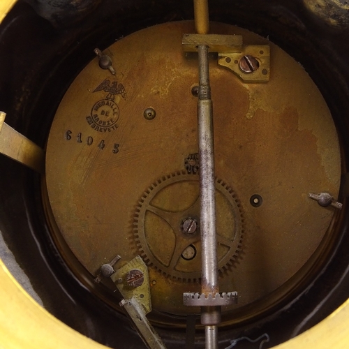 347 - A 19th century gilt-metal cased mantel clock, surmounted by a 3