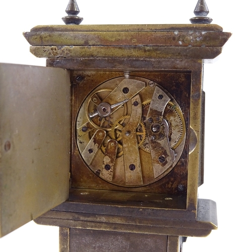 351 - A 19th century miniature electroplate on brass longcase clock, with inset thermometer to the case, h... 