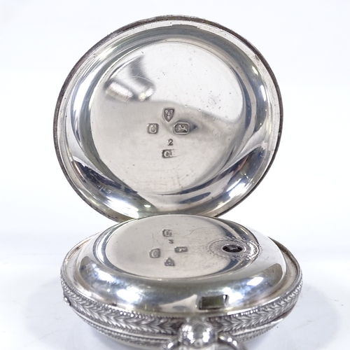 353 - A 19th century silver-cased open-face key-wind pocket watch, with all over detailed engraved decorat... 