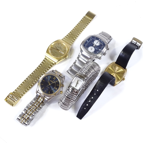 355 - 5 various wristwatches, including Tissot Stylist, and Seiko Chronograph (5)