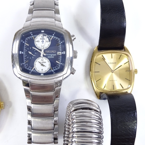 355 - 5 various wristwatches, including Tissot Stylist, and Seiko Chronograph (5)