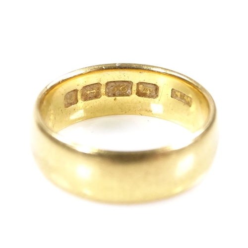 413 - A 22ct gold wedding band ring, maker's marks WM, hallmarks Birmingham 1900, band width 5.3mm, size G... 