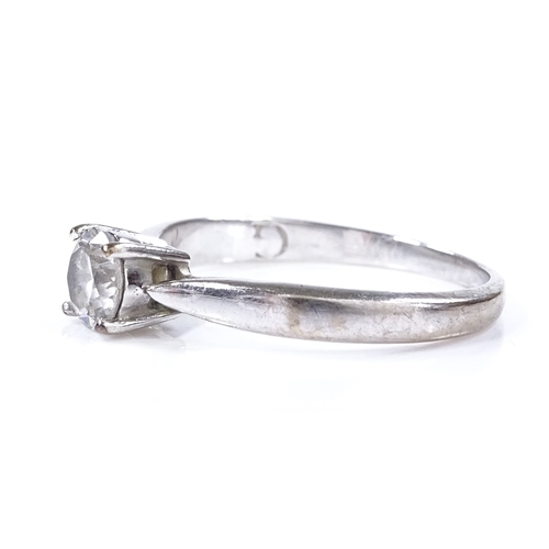 435 - A 9ct white gold CZ solitaire ring, stone diameter 5.31mm, depth 3.30mm, size N, 2g