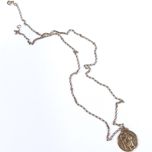 476 - A 9ct gold St Christopher pendant necklace, on 9ct chain, pendant diameter 20.1mm, necklace length 6... 