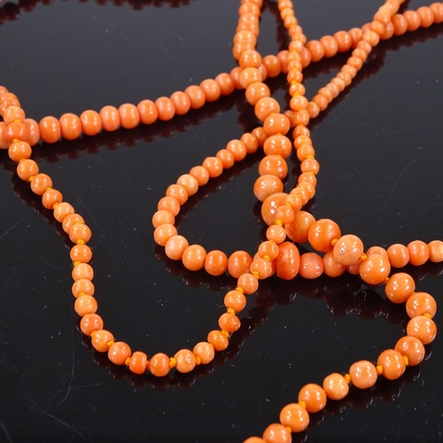 510 - 3 Victorian coral bead necklaces, largest length 82cm (3)