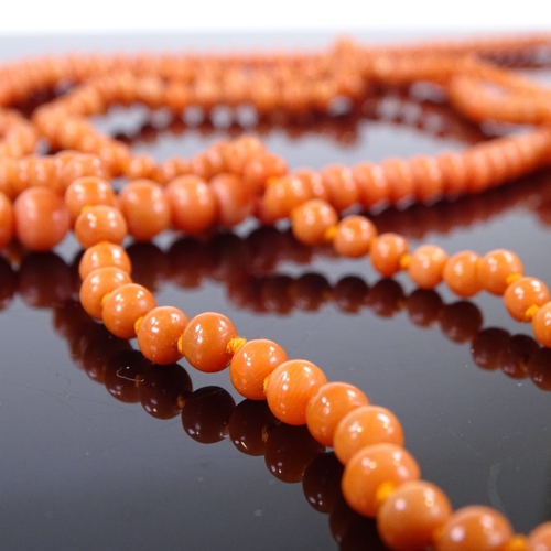 510 - 3 Victorian coral bead necklaces, largest length 82cm (3)