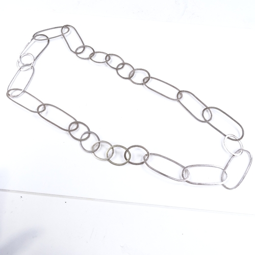 520 - A sterling silver interlinked oval stylised necklace, stamped Bastian, length 54cm, 60.8g