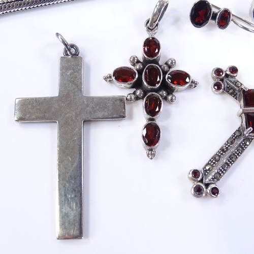 522 - Various silver jewellery, including stone set cross necklace, bracelet etc