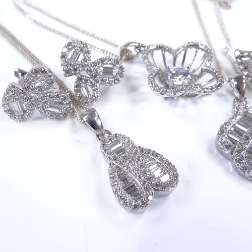 523 - Various silver and CZ jewellery, including pendant necklace, earrings etc (5)