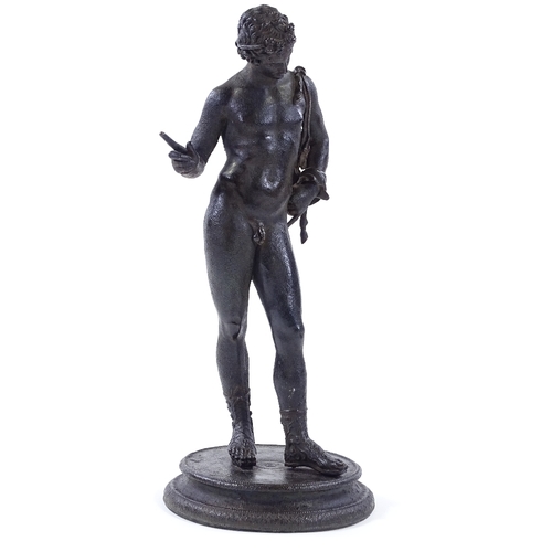 10 - Sabatino de Angelis (born 1838), patinated bronze sculpture, Narcissus, inscribed on the base with d... 