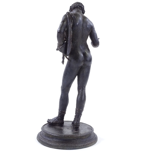 10 - Sabatino de Angelis (born 1838), patinated bronze sculpture, Narcissus, inscribed on the base with d... 