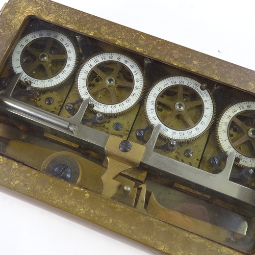 39 - A fine quality 4-dial time lock for a commercial safe, with brass mechanism and enamel dials, signed... 