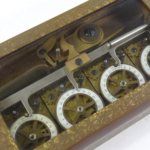 39 - A fine quality 4-dial time lock for a commercial safe, with brass mechanism and enamel dials, signed... 