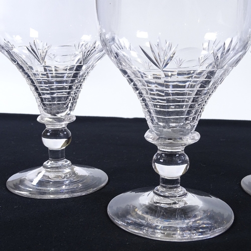 44 - A set of 4 hand-blown and cut wine glasses, circa 1900, height 16cm, diameter 10cm