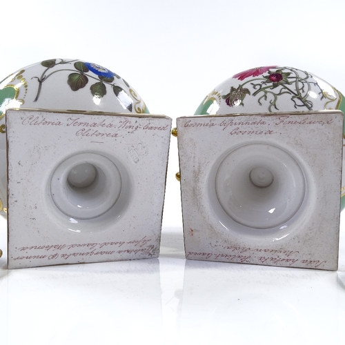 52 - A pair of Flight Barr and Barr Worcester tureens and covers, circa 1820, hand painted botanical stud... 