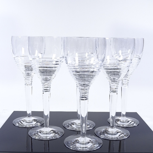 68 - Jasper Conran for Stuart Crystal, 6 large Strata pattern wine glasses, height 25cm