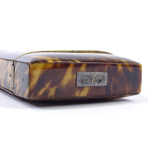 8 - A Victorian blonde tortoiseshell cigar case, 13cm x 7cm