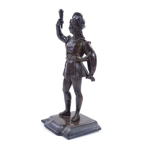 9 - A 19th century patinated bronze sculpture of an Italian Renaissance man, unsigned, height 24cm