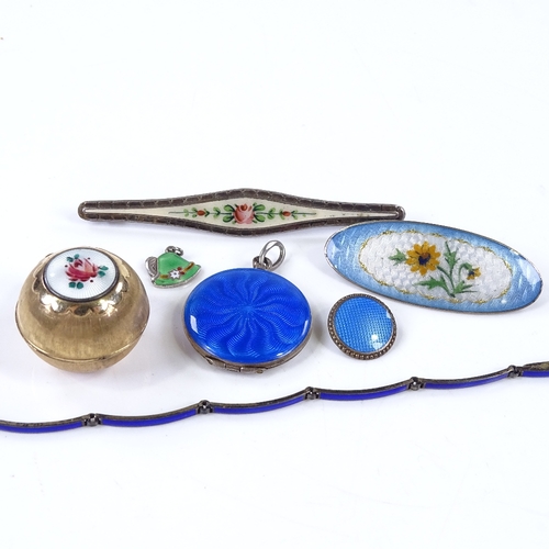 818 - Various silver and enamel jewellery, including brooches, bracelet etc (7)