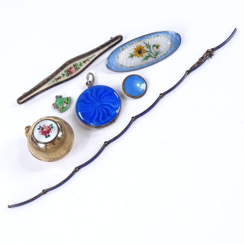 818 - Various silver and enamel jewellery, including brooches, bracelet etc (7)