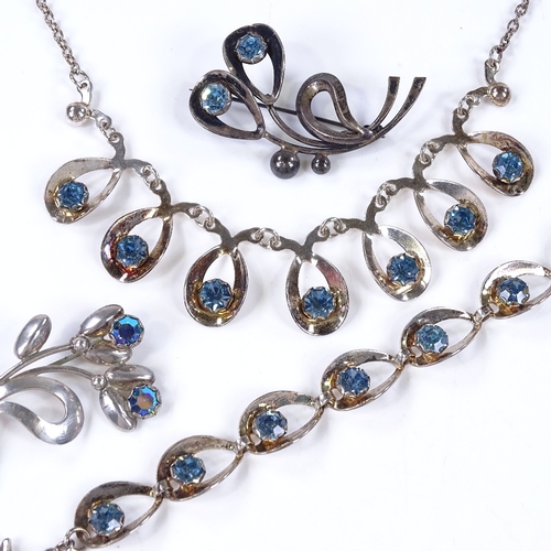 821 - A suite of Danish sterling silver and blue stone jewellery, by Hermann Siersbol, comprising necklace... 