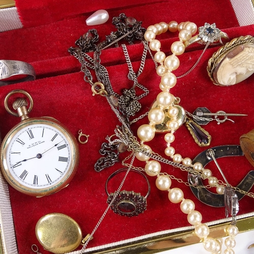 825 - Various Victorian and later jewellery, including fob watch, brooches etc