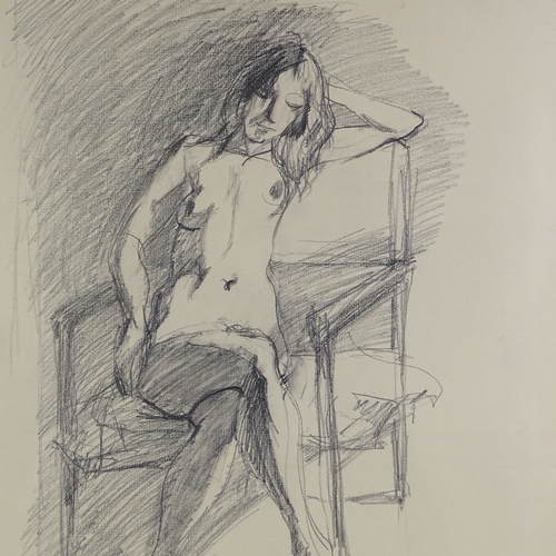 1368 - Georg Eisler (1928 - 1998), charcoal/crayon on paper, seated nude, signed and dated 1977, 25