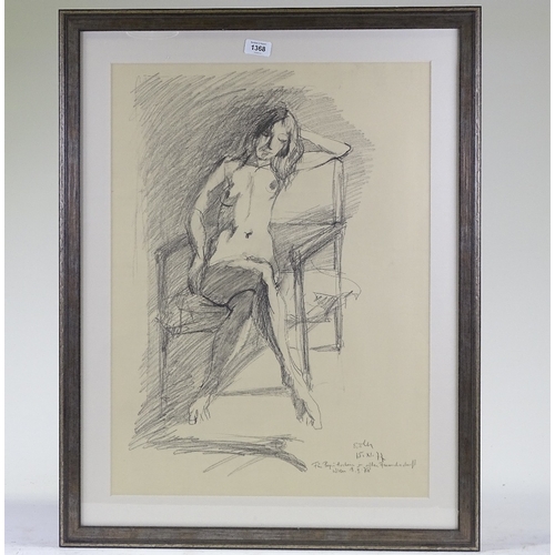 1368 - Georg Eisler (1928 - 1998), charcoal/crayon on paper, seated nude, signed and dated 1977, 25