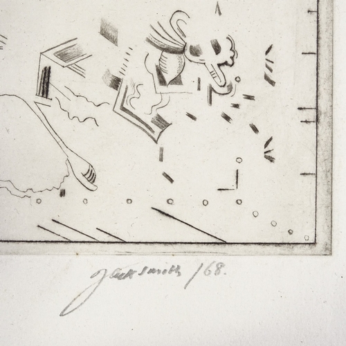 1378 - Jack Smith, engraving, abstract, signed in pencil, 1968, plate size 5