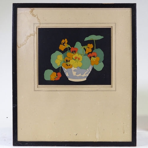 1379 - John Paul Thorpe, colour woodcut print, Nasturtiums, signed in pencil, image 9