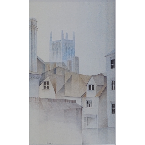 1386 - G Watson, watercolour, Bridge Street Cambridge, 7.5