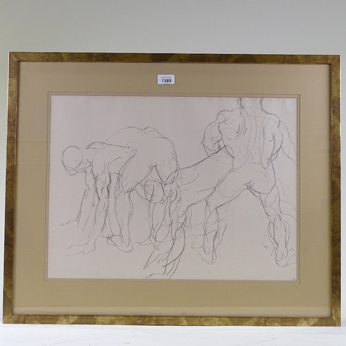 1389 - Stuart Pearson Wright, pencil sketch, life study, signed with monogram, 16