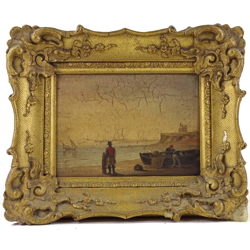 1391 - Walton, oil on panel, on the coast of Norfolk, original label verso, 6