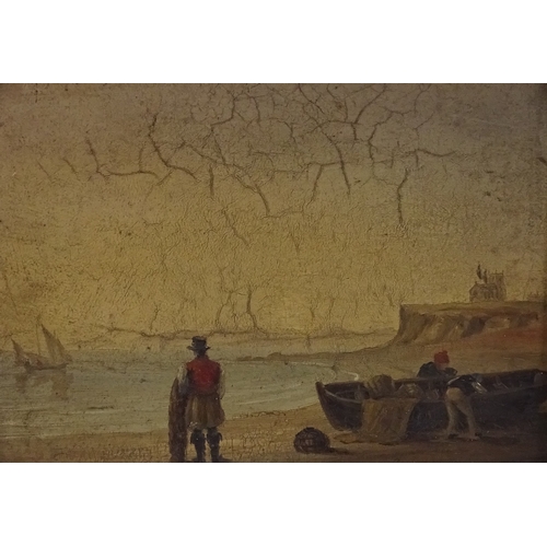 1391 - Walton, oil on panel, on the coast of Norfolk, original label verso, 6