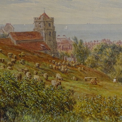 1394 - 19th/20th century watercolour, blackberry picking near Hastings, unsigned, 14