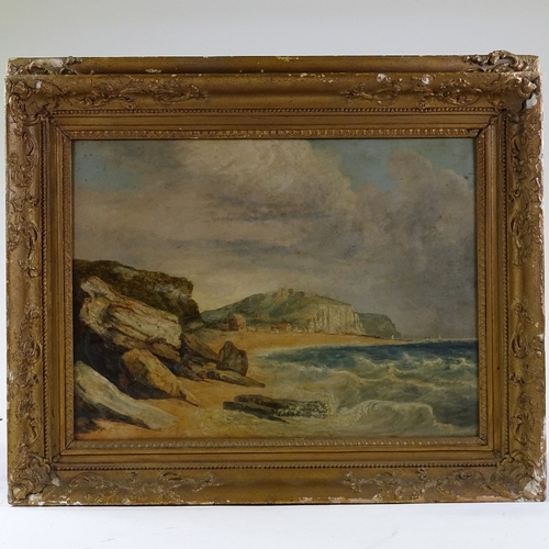 1395 - Pair of 19th century oils on board, views of Hastings, unsigned, 16