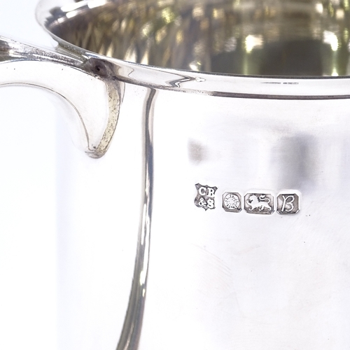 833 - A silver pint mug, of plain cylindrical form, by Cooper Brothers & Sons Ltd, hallmarks Sheffield 197... 