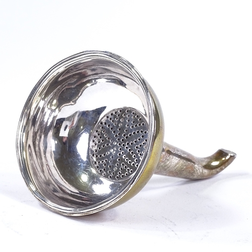 855 - A Georgian silver wine funnel, with pierced flowerhead filter, maker's marks TH, indistinct hallmark... 