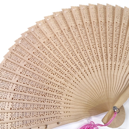 120 - 3 fans and 2 pairs of gilded-wood fan screen handles