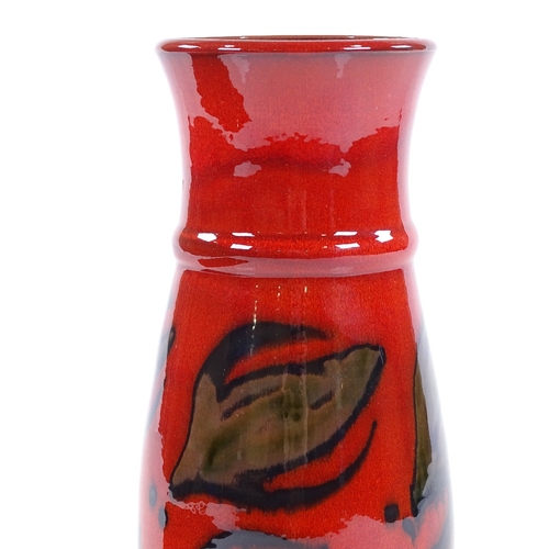 127 - Poole Pottery Dorset Ware vase, designed in 1977 by Ros Sommerfelt, red glaze, height 22.5cm